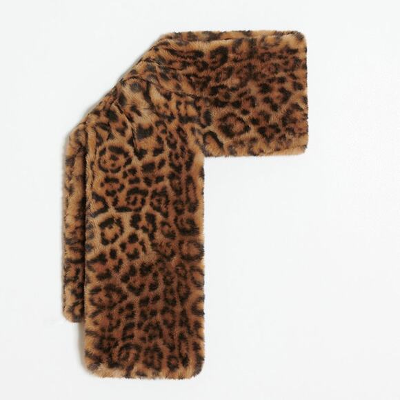 Apparis NWT Jasper Plush Leopard Print Black Brown Faux Fur Thread Through Scarf - Picture 12 of 12